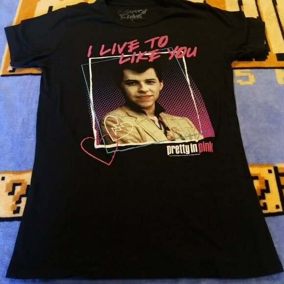 Vintage Mighty Fine Pretty In Pink Duckie Dale I Live To Like You Large T-shirt